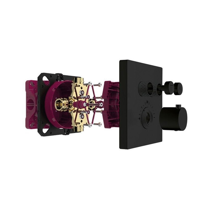 Смеситель для душа с термостатом на 2 потребителя, комплект, черный AQM8801MB