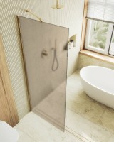 Душевая перегородка Maybahglass MGD-697-3ш 79 см, профиль золото, стекло бронза матовое