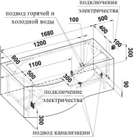 Акриловая ванна Radomir Vannesa Massage 2-77-2-1-0-209 Миранда актив, L 170x95 см, угловая, левая, пристенная, с гидромассажем, белая, асимметричная, с каркасом, с экраном, со сливом-переливом