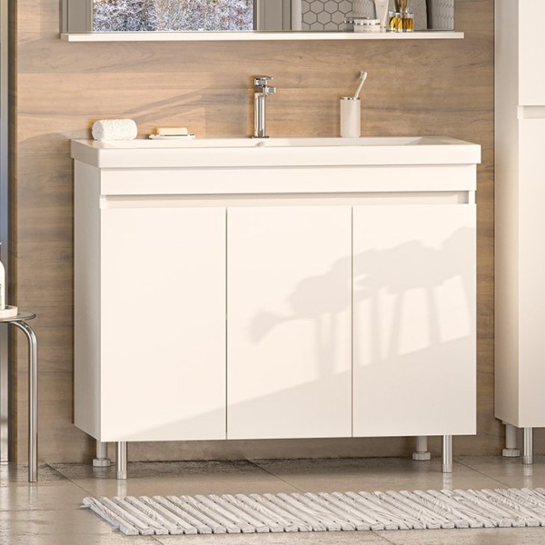 Тумба с раковиной Misty Енисей 100 напольная, 2 дверцы, белая