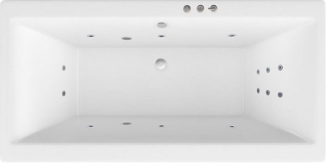 Акриловая ванна Excellent Pryzmat Slim WAEX.PRY18S.SMART 180x80 см, встраиваемая, с гидромассажем, белая, с каркасом, со сливом-переливом