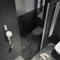 Душевая дверь в нишу Maybahglass MGD-813-5 90 см, профиль хром матовый, стекло графит матовое