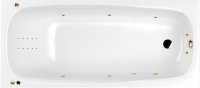 Акриловая ванна WHITECROSS Layla Smart Nano 170x75 см, встраиваемая, с гидромассажем, белый глянец, с каркасом, со сливом-переливом, фурнитура золото