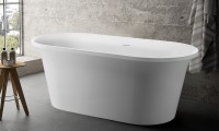 Акриловая ванна Aquanet Smart 260047 170x80 см, отдельностоящая, белая, овальная, на ножках, со сливом-переливом