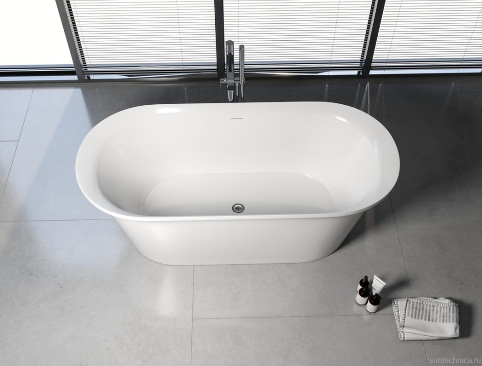 Акриловая ванна Aquanet Smart 260047 170x80 см, отдельностоящая, белая, овальная, на ножках, со сливом-переливом
