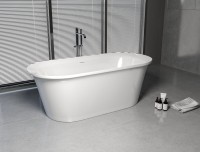 Акриловая ванна Aquanet Smart 260047 170x80 см, отдельностоящая, белая, овальная, на ножках, со сливом-переливом