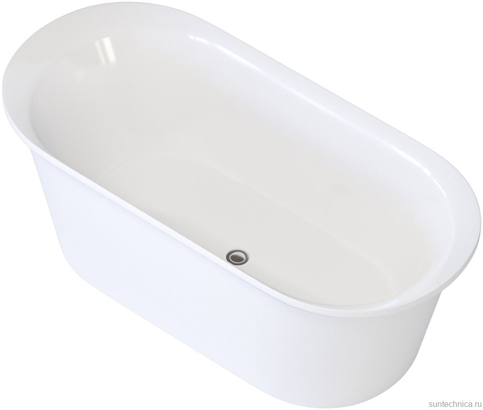 Акриловая ванна Aquanet Smart 260047 170x80 см, отдельностоящая, белая, овальная, на ножках, со сливом-переливом