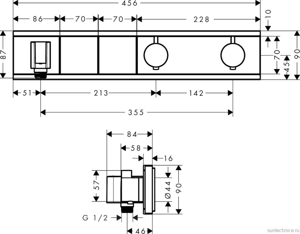 Термостатический смеситель встраиваемый Hansgrohe RainSelect 15355400 С ВНУТРЕННЕЙ ЧАСТЬЮ, матовый белый, хром