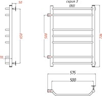 Полотенцесушитель водяной Тругор ЛЦ Браво ПМ 3 50x80x50