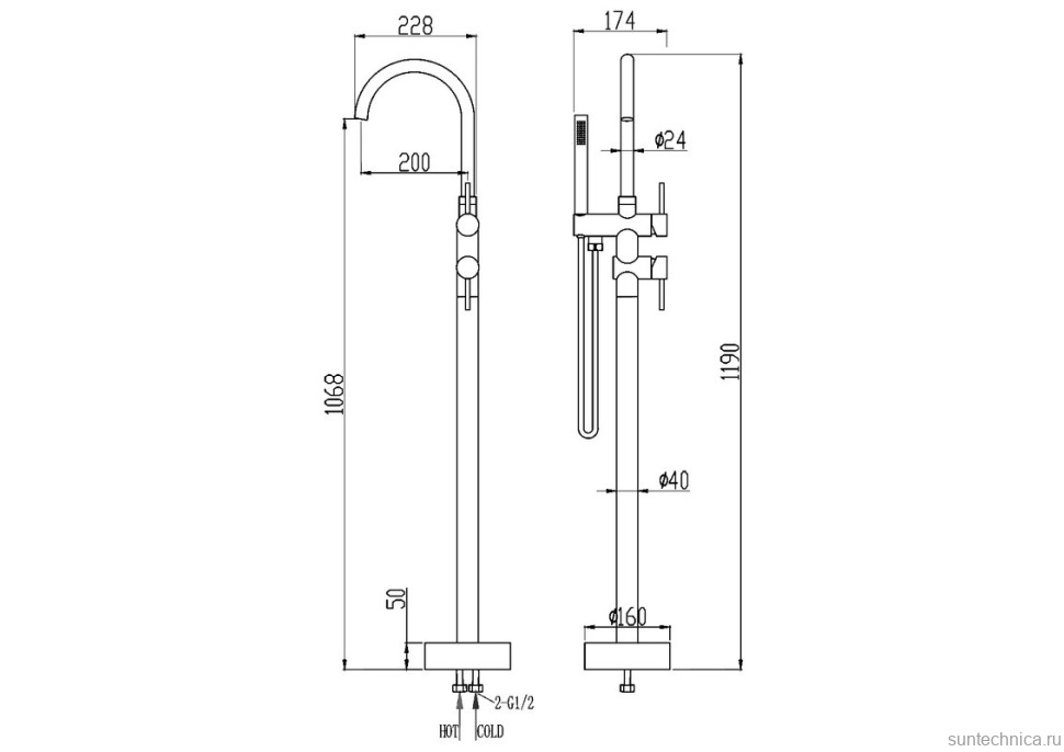 Напольный смеситель для ванны с душем Olive'S Balear 13624BL хром