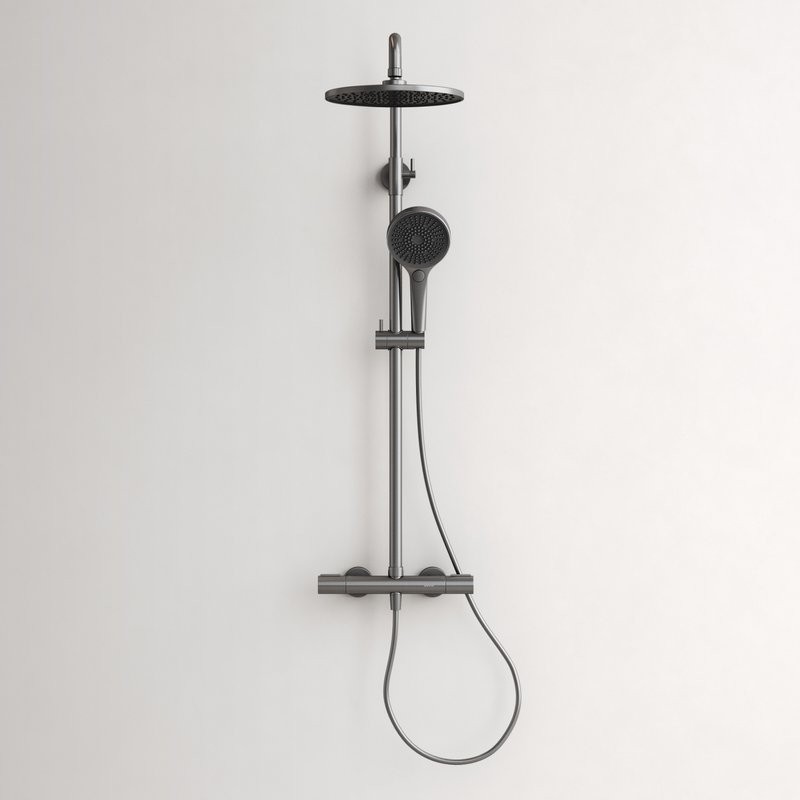 Душевая стойка Sancos Etna SC9007GG с термостатом, вороненая сталь