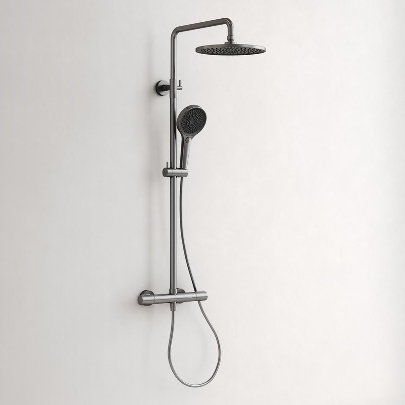 Душевая стойка Sancos Etna SC9007GG с термостатом, вороненая сталь
