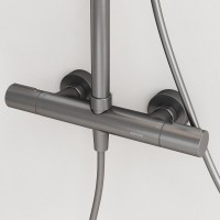 Душевая стойка Sancos Etna SC9007GG с термостатом, вороненая сталь