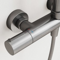 Душевая стойка Sancos Etna SC9007GG с термостатом, вороненая сталь