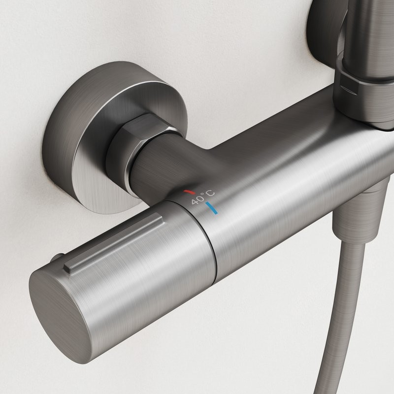 Душевая стойка Sancos Etna SC9007GG с термостатом, вороненая сталь