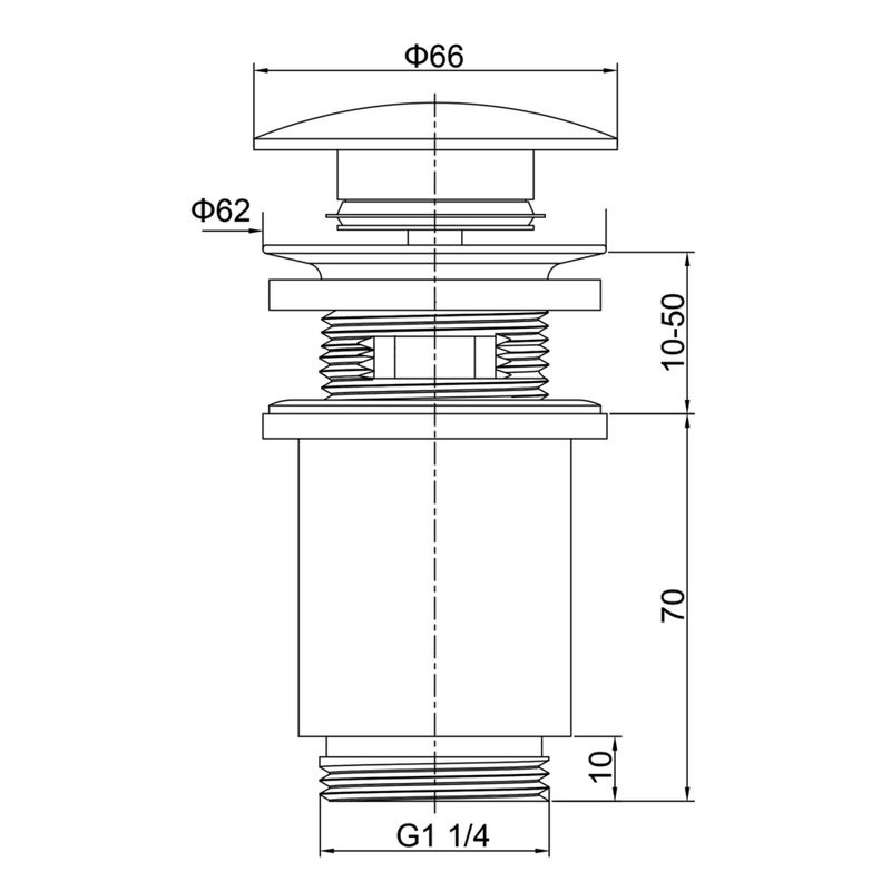Донный клапан для раковины Timo 8011/13 с переливом, никель