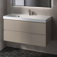 Тумба с раковиной AQUAme S1 100 подвесная, 2 ящика, бежевая