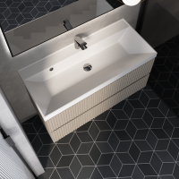 Тумба с раковиной AQUAme S1 100 подвесная, 2 ящика, бежевая