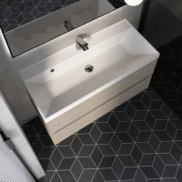 Тумба с раковиной AQUAme S1 100 подвесная, 2 ящика, бежевая