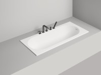 Ванна из искусственного камня Salini Ornella Kit S-Stone 170x70 см, встраиваемая, матовая белая, на ножках, со сливом-переливом, с донным клапаном