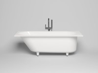 Ванна из искусственного камня Salini Ornella Kit S-Stone 170x70 см, встраиваемая, матовая белая, на ножках, со сливом-переливом, с донным клапаном