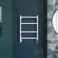 Полотенцесушитель электрический Grota Nosto 530х800 RAL9016 EL 80x55 см, подключение справа, слева, скрытое подключение справа, матовый белый, лесенка, из стали