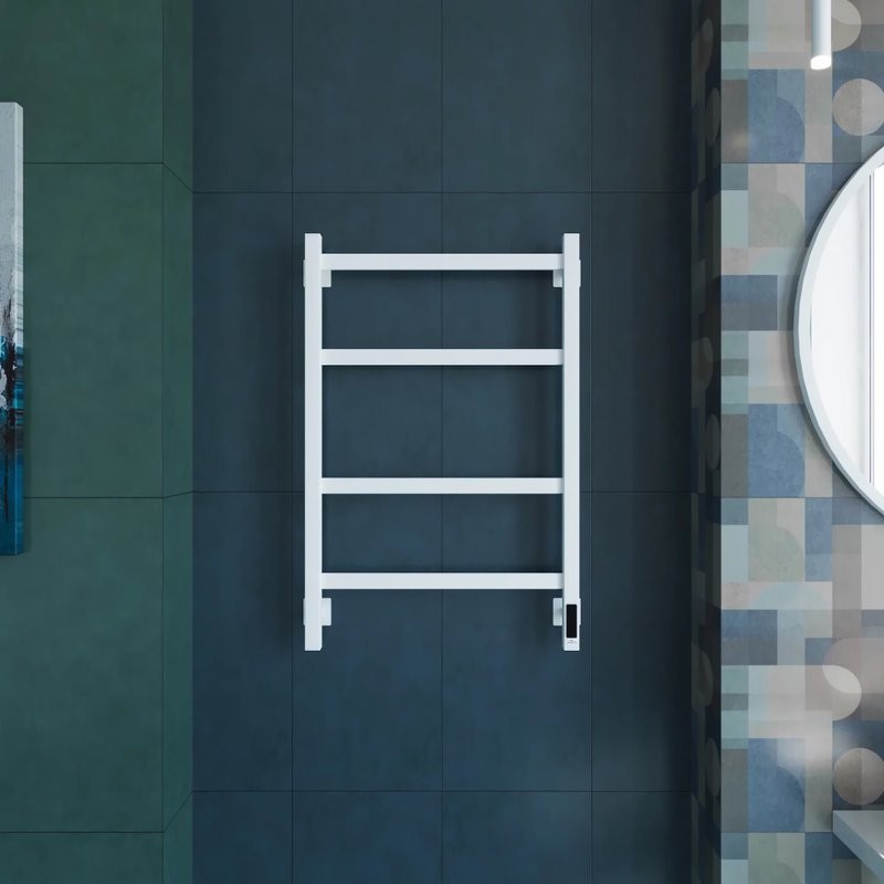 Полотенцесушитель электрический Grota Nosto 530х800 RAL9016 EL 80x55 см, подключение справа, слева, скрытое подключение справа, матовый белый, лесенка, из стали