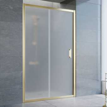 Душевая дверь в нишу Vegas Glass ZP 125 09 10 профиль золото, стекло сатин