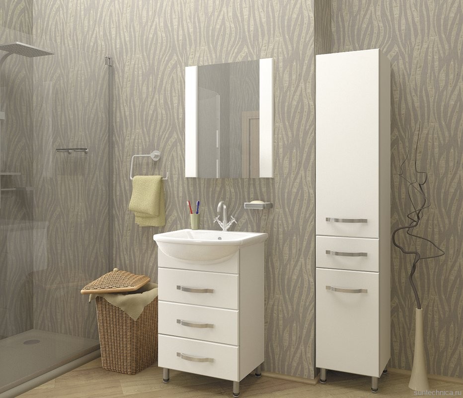 Тумба под раковину Элеганс-55 I тумба для ванной Mixline 55х31х86 Белый ПВХ