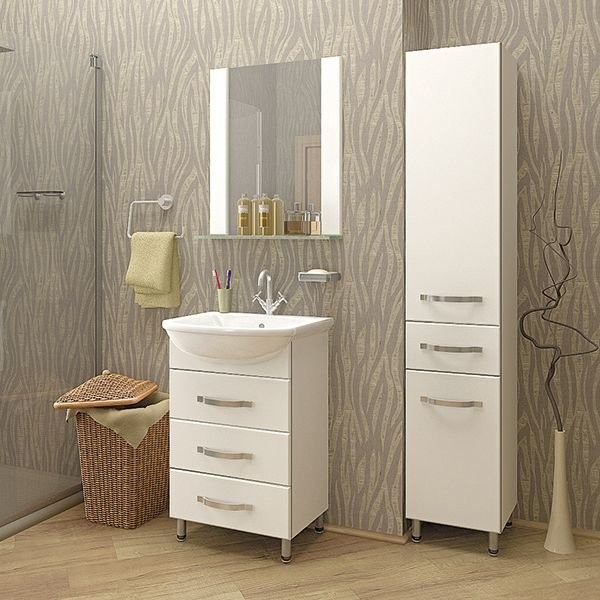 Тумба под раковину Элеганс-55 I тумба для ванной Mixline 55х31х86 Белый ПВХ