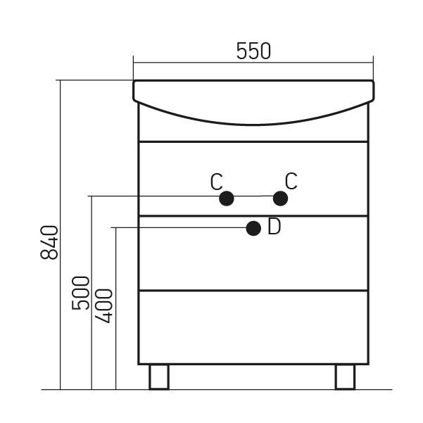 Тумба под раковину Элеганс-55 I тумба для ванной Mixline 55х31х86 Белый ПВХ