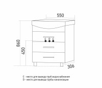 Тумба под раковину Элеганс-55 I тумба для ванной Mixline 55х31х86 Белый ПВХ