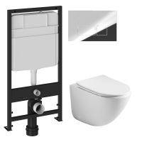 Комплект Унитаз подвесной Ceramicanova Mono CN1905 безободковый + Инсталляция EWRIKA ProLT 0026-2020 + Кнопка 0041 хром