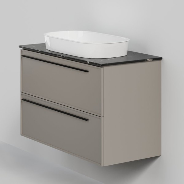 Тумба с раковиной La Fenice Elba Twin 100 подвесная, сappuccino, столешница черный мрамор, раковина белая матовая