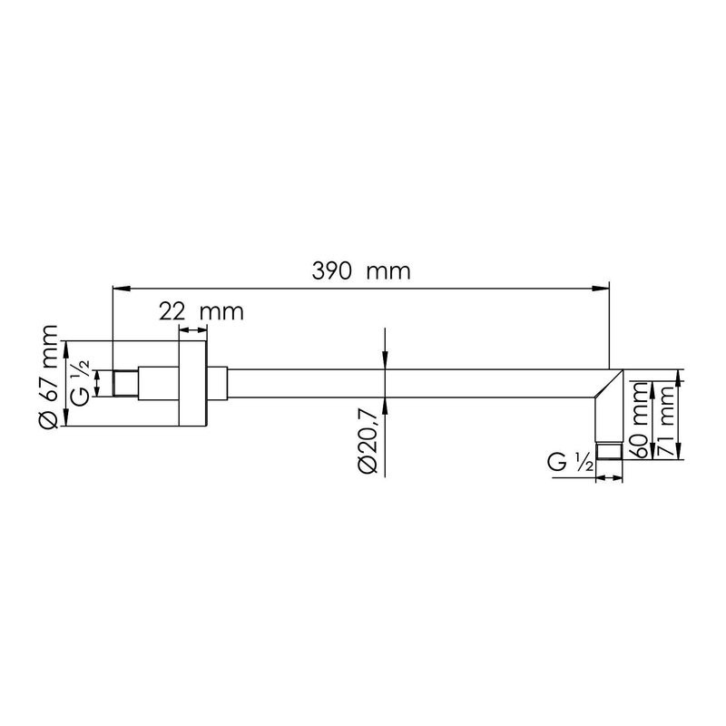 Настенный верхний излив для душа, цвет никель, A349