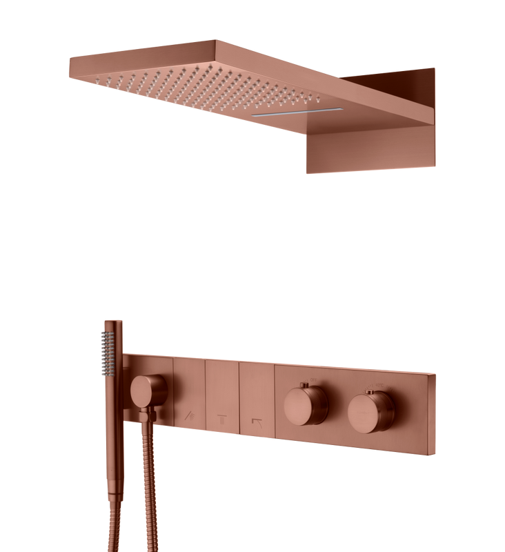 Душевой комплект Boheme Zodiac 133-BRB термостат, С ВНУТРЕННЕЙ ЧАСТЬЮ, brushed bronze