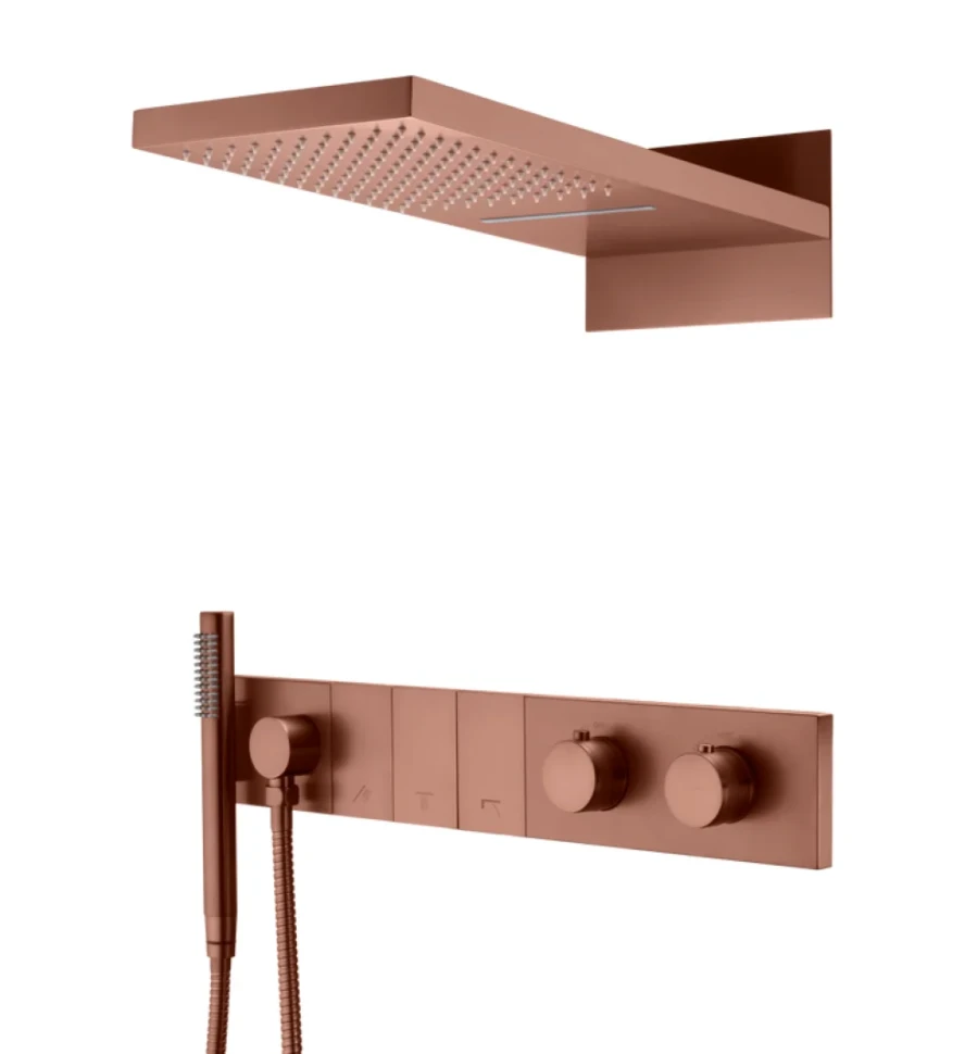 Душевой комплект Boheme Zodiac 133-BRB термостат, С ВНУТРЕННЕЙ ЧАСТЬЮ, brushed bronze