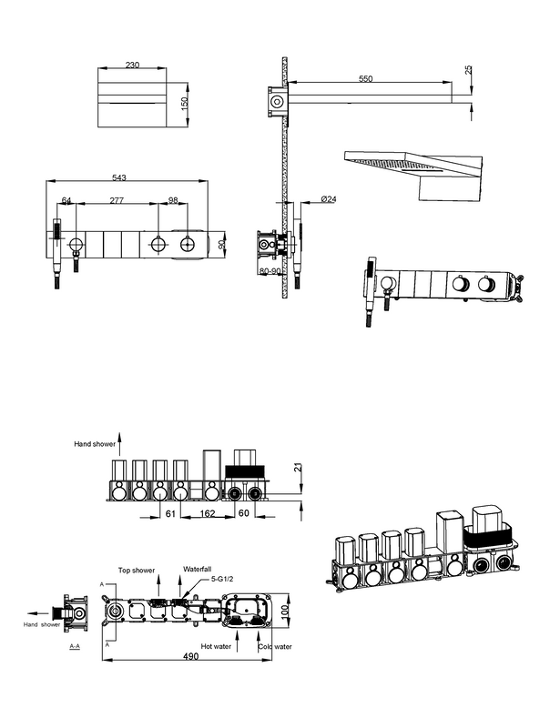 Душевой комплект Boheme Zodiac 133-BRB термостат, С ВНУТРЕННЕЙ ЧАСТЬЮ, brushed bronze