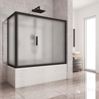 Шторка на ванну Kubele DE019 PR3-MAT-BLMT, 170х70 см, профиль матовый черный
