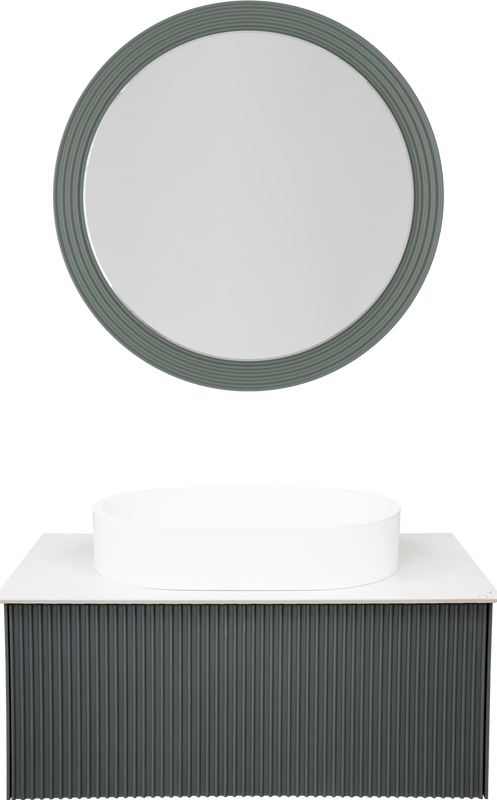 Мебель для ванной комнаты La Fenice Terra 80 серая, белая столешница, матовая раковина