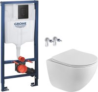 Комплект Унитаз подвесной BelBagno Libero BB11051CH-TOR/SC безободковый + Инсталляция Grohe Solido 38811KF0 3 в 1 с кнопкой смыва