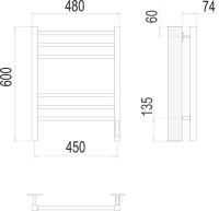 Полотенцесушитель электрический Terminus Сицилия П6 450x600, матовый чёрный