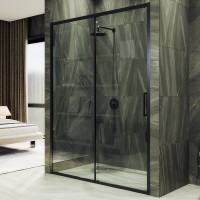 Душевая дверь в нишу Maybahglass MGD-1276-6 120 см, профиль черный, стекло прозрачное