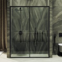 Душевая дверь в нишу Maybahglass MGD-1276-6 120 см, профиль черный, стекло прозрачное