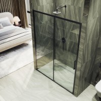 Душевая дверь в нишу Maybahglass MGD-1276-6 120 см, профиль черный, стекло прозрачное