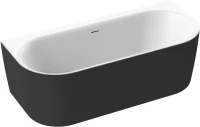 Акриловая ванна Cezares Metauro METAURO-INT-Wall-180-80-60-B-W-MATT 180x80 см, пристенная, черная матовая, овальная, вклеенный каркас, со сливом-переливом, с донным клапаном