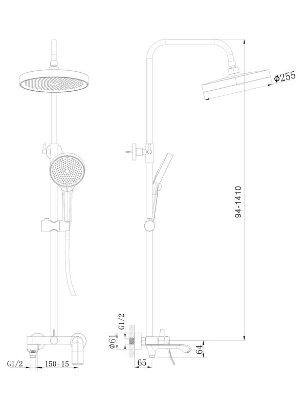 Душевая стойка Haiba HB24553-7 черная