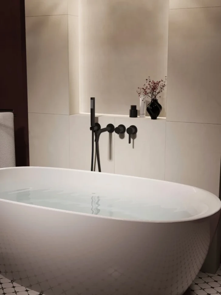 Встраиваемый смеситель для душа и ванны Vincea Villa VTFW-1VL1MB С ВНУТРЕННЕЙ ЧАСТЬЮ, черный