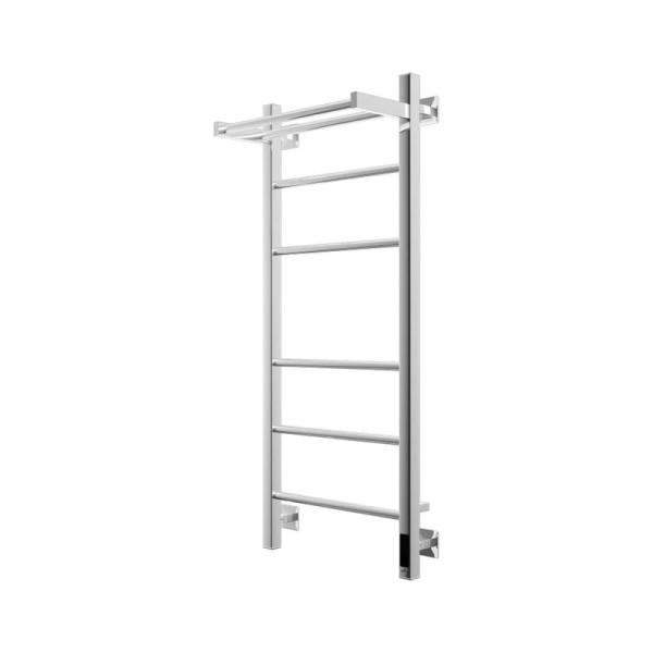 Полотенцесушитель электрический Grota Alto 430х1000 NP EL 100x45 см, подключение справа, слева, скрытое подключение справа, глянцевый хром, лесенка, с полкой