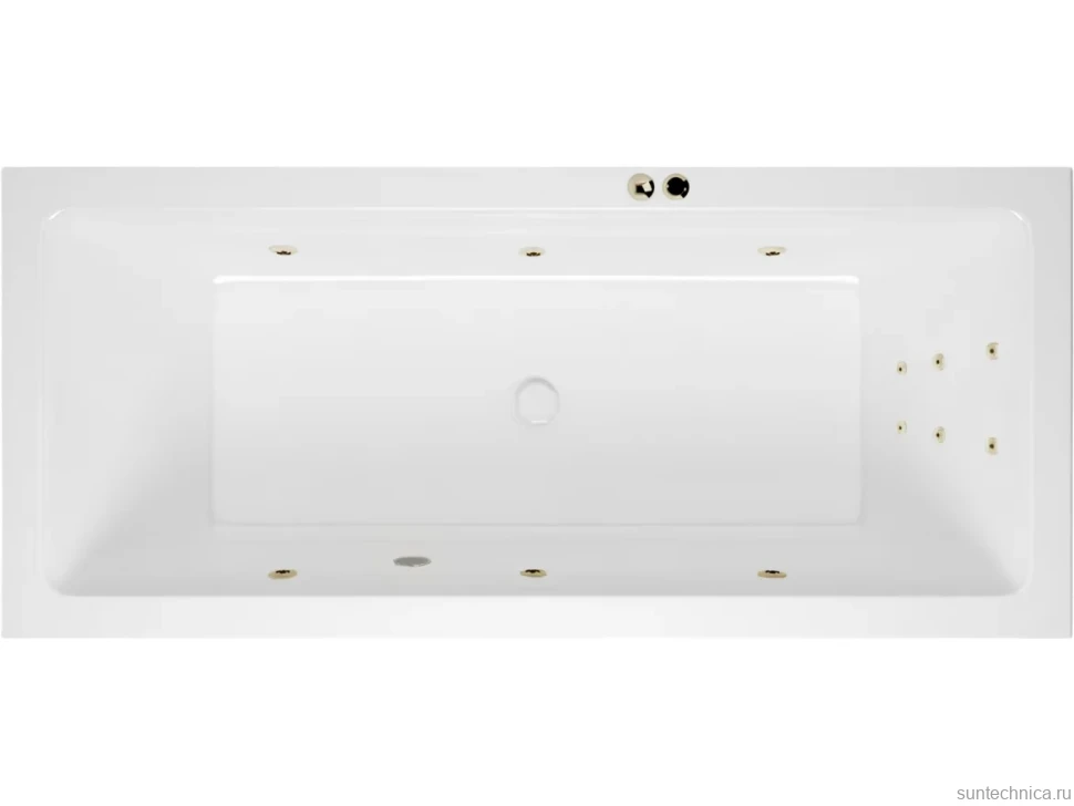 Акриловая ванна Excellent Heaven Slim Line 170x75 см, встраиваемая, с гидромассажем, белая, с каркасом, со сливом-переливом, фурнитура бронза